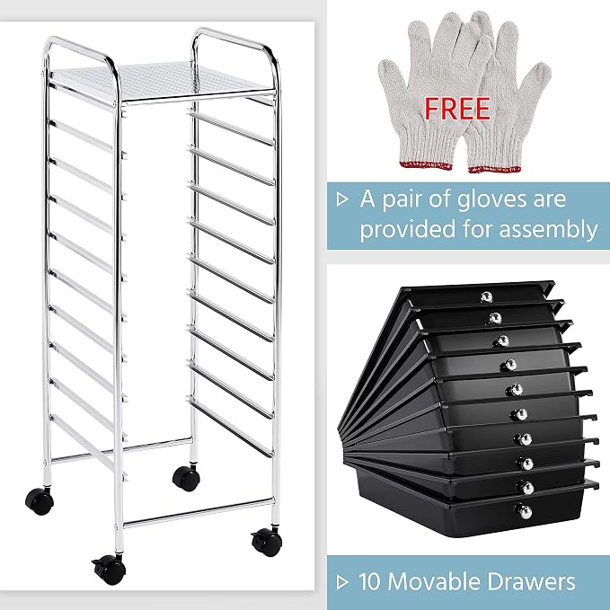 Yaheetech Rolling Cart Organizer Plastic Trolley - Image 3
