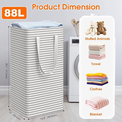 3 Pack Large Laundry Basket, Waterproof & Freestanding Laundry Hamper, - Image 2