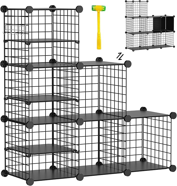 Wire Cube Storage Organizer, 6 Cubes Converted into 7 Cubes, Sturdy Metal Grids by Kiivoena