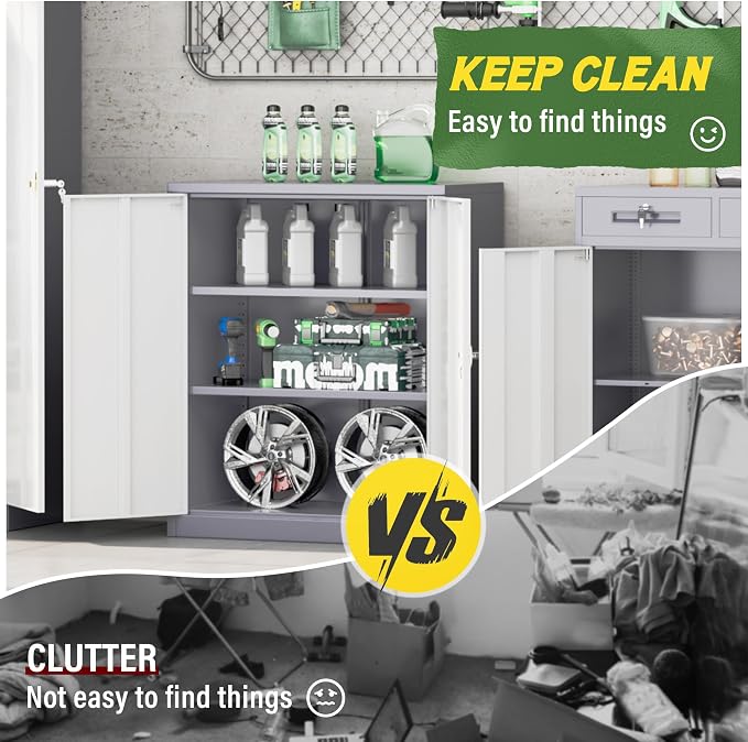Greenvelly Metal Storage Cabinet, Lockable Storage Cabinets - Image 7