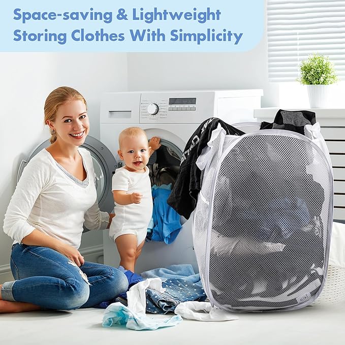 DUCOO Pop Up Laundry Hamper, 70L Collapsible Mesh Laundry Basket - Image 7