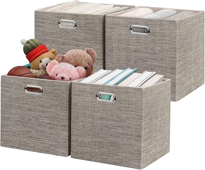 Posprica Storage Bins, 11×11 Foldable Storage Cubes Boxes Container Closet by Posprica