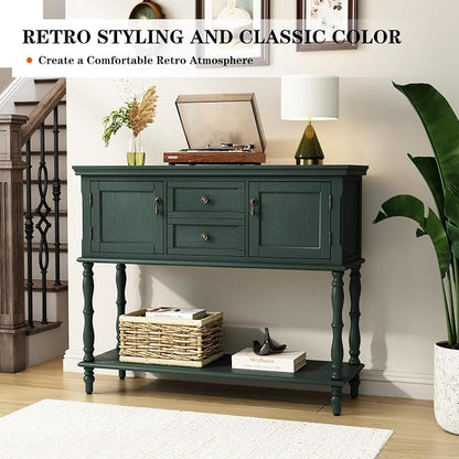 ARTPOWER Console Table with 2 Drawers, Retro Entryway Table with 2 Door - Image 3