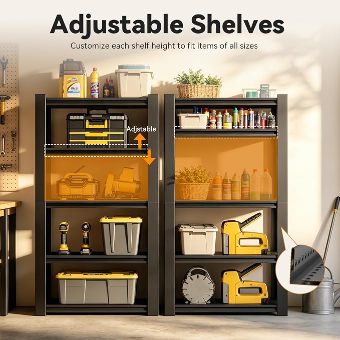 SAWJEC Garage Shelving Unit, Compact Heavy Duty Metal Shelving, Adjustable - Image 5