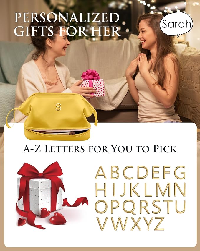 Gift Ideas for Mom, Initial Makeup Bag, Travel Gifts, Personalized Bags - Image 4
