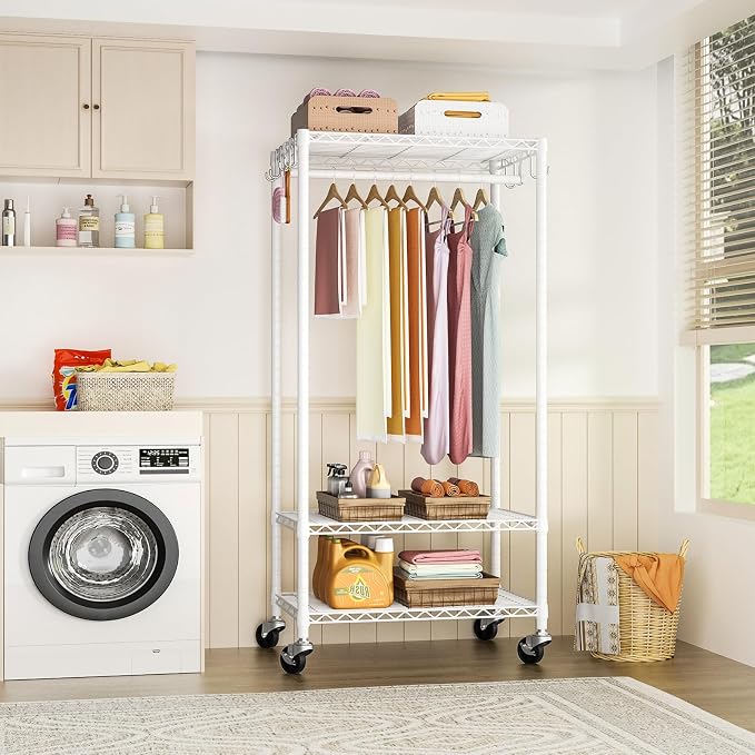 FUTASSI P6 Medium Rolling Clothes Rack Heavy Duty, Clothing Racks - Image 4