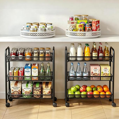 3-Tier Mesh Rolling Cart - Image 3