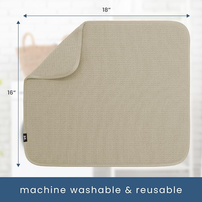 S&T INC. Dish Drying Mat 2 Pack, 16” x 18”, Absorbent Microfiber Kitchen - Image 6