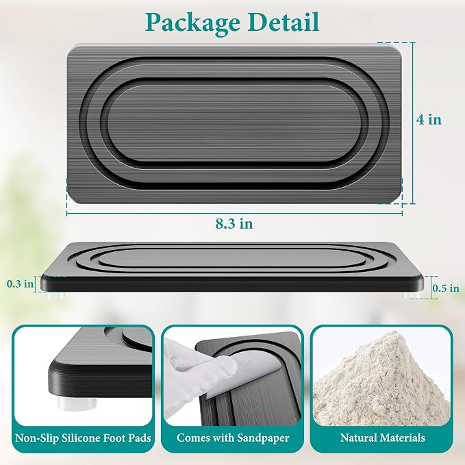 Water Absorbing Stone Tray for Sink, Quick Drying Diatomite Bathroom Tray - Image 2