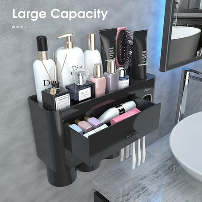 iHave Toothbrush Holders for Bathrooms, 3 Cups Toothbrush Holder Wall Mounted - Image 2