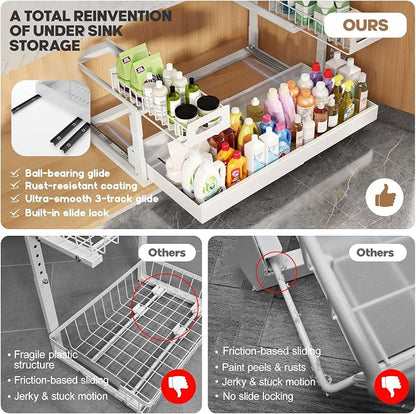 1 Pack-19"-32"W Expandable Under Sink Organizer - Image 5