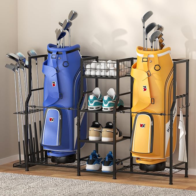 samstar Golf Storage Garage Organizer, Golf Bag Storage Stand 2 Golf Bags and by Samstar