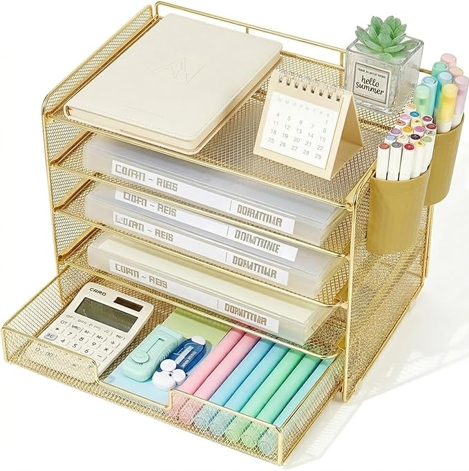 LEKETREE Desk Organizers and Accessories, 5-Tier Paper Letter Tray Organizer by Stylishworkspaceeffortlessorganization