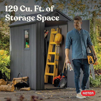 Keter Darwin 4x6 Feet Outdoor Storage Shed, Graphite Gray – Lockable Resin - Image 7