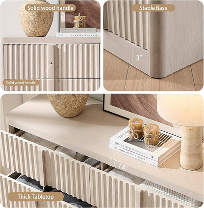 Fluted Dresser for Bedroom, Modern TV Stand Set, Curved Profile Design - Image 4