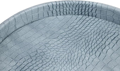 HofferRuffer Faux Leather Round Serving Tray, Vegan Croco Leather Decorative - Image 6