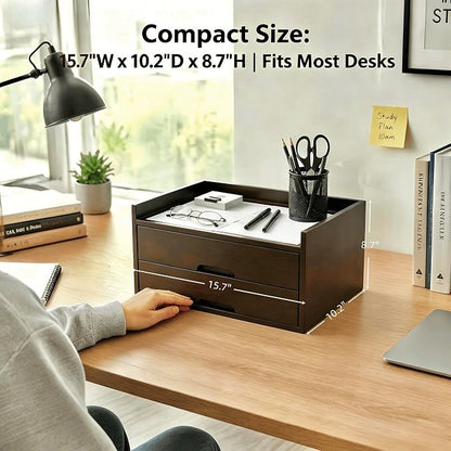 Solid Wood Desk Organizer with Drawers, Wooden Desktop Drawers | Fully - Image 6