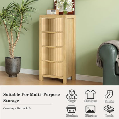 Mid-Century Modern Tall Wooden Dresser - Image 3