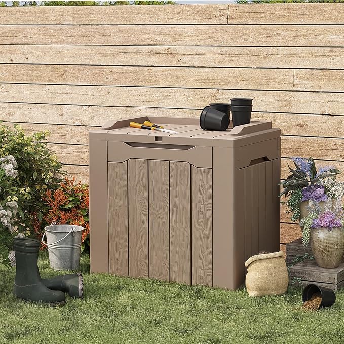 Patiolife 30 Gallon Resin Deck Box, Small Outdoor Storage - Image 2