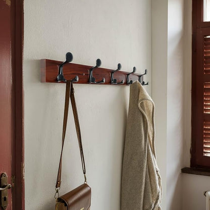 SKOLOO 30-Inch Cherry Wood Coat Rack Wall Mount - Image 2