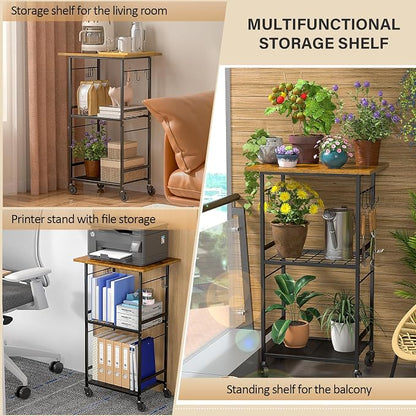 Rolling Kitchen Microwave Cart, 3 Tier Microwave Table Stand - Image 6
