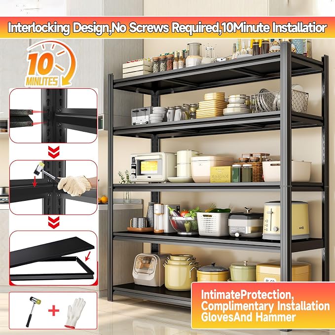 5-Tier Pot Rack Adjustable Kitchen Shelf Heat Resistant 35.5" W x16 D x 78" H - Image 7