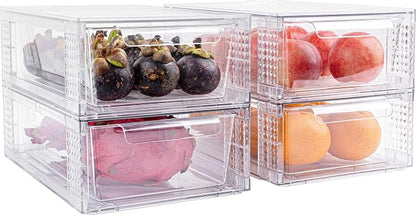 4 Pack Clear Stackable Storage Drawers, 3.95" H Easily Assemble Acrylic - Image 6