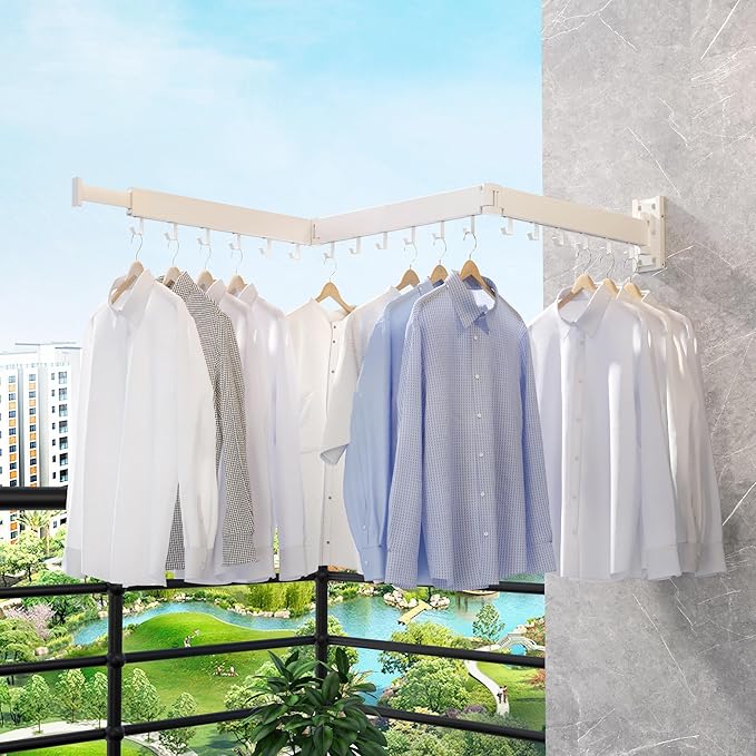 Clothes Drying Rack, Laundry Space Saver Wall Mounted, Retractable, Collapsible - Image 3