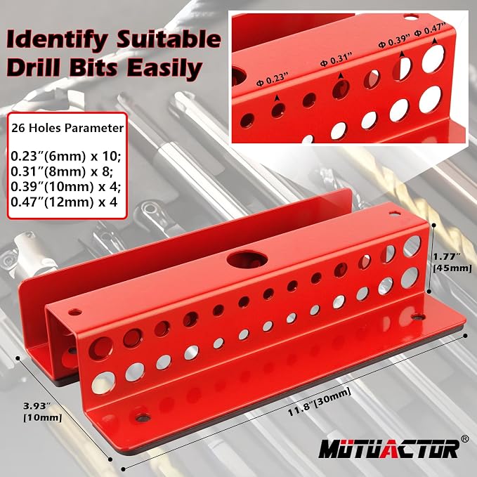 MUTUACTOR Drill Bit Organizer Heavy Duty, Quick Access Magnetic Mount Drill Bit - Image 5