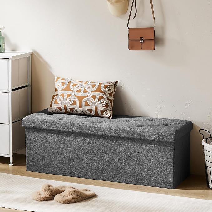DUMOS 43 Inch Folding Storage Ottoman Bench, Large Ottoman - Image 2