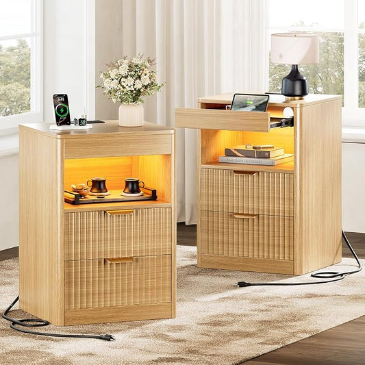 REAHOME Fluted Nightstand Set of 2 by REAHOME
