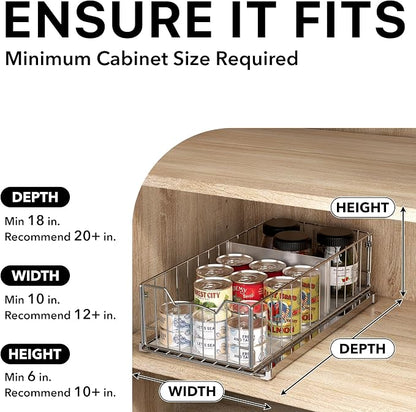 Simple Houseware Pull-Out Cabinet Sliding Basket, 17.2Dx9.7Wx5H, Chrome | Ideal - Image 3