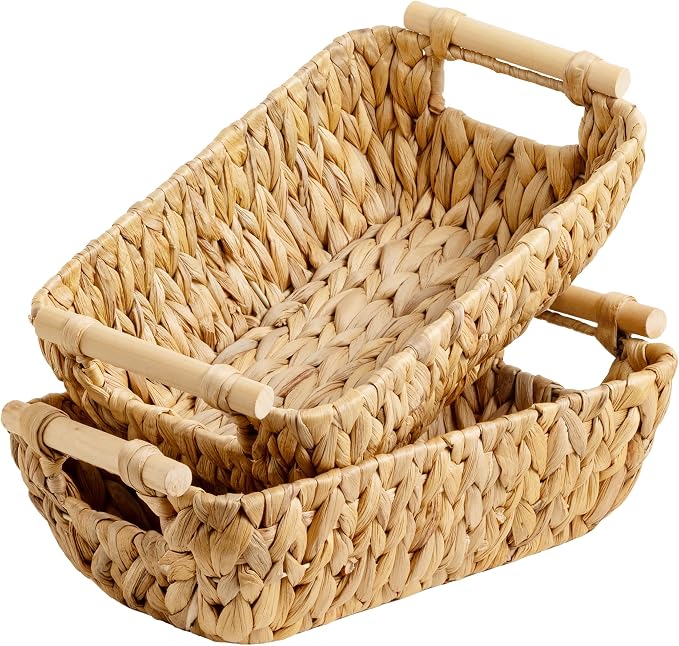 StorageWorks Hand-Woven Small Wicker Baskets, Water Hyacinth Storage Baskets by StorageWorks