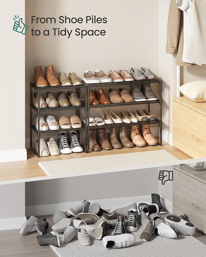 SONGMICS Shoe Rack, 3-Tier Shoe Organizer, Metal Storage Shelf, Upright or - Image 9