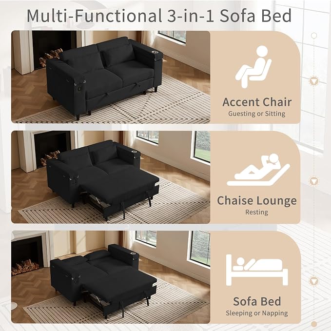 hansones 66" Multi-Functional Pull-Out Sofa Bed - Image 4