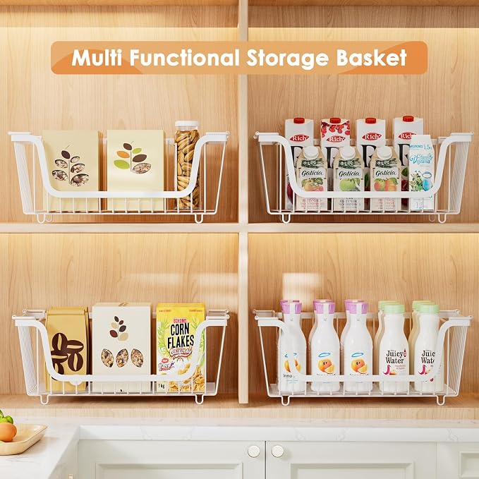 4 Pcs Stackable Wire Baskets for Pantry Organizers and Storage, Produce Potato - Image 6