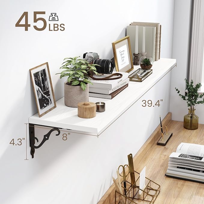 Fun Memories 40 Inch Floating Shelves Wall Mounted, 8 Inch Deep Wall Shelves - Image 3