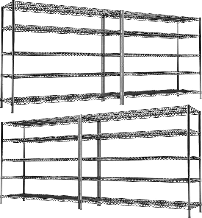 REIBII 55.5" W Storage Shelves 3200LBS Wire Shelving Unit 5 Tier Metal Shelving by REIBII