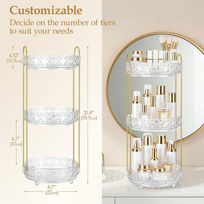 360 Rotating Makeup Organizer for Vanity, 3 Tier Adjustable Perfume Organizer - Image 5
