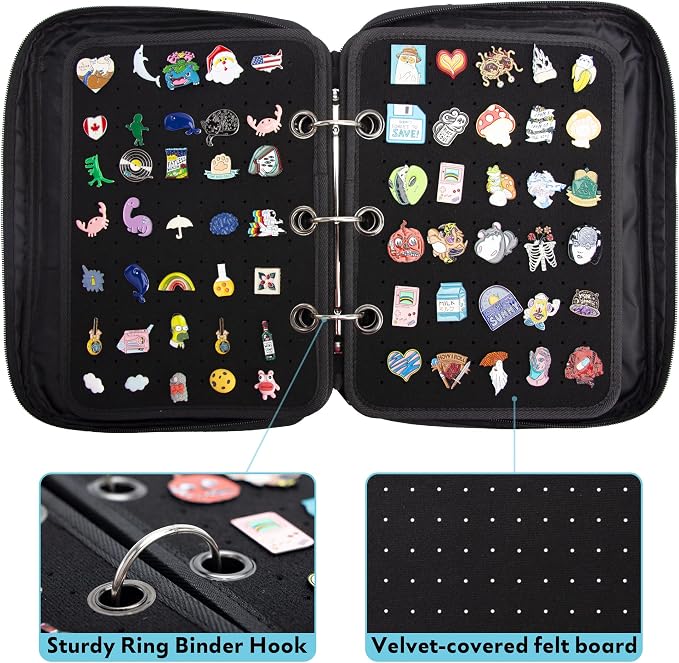 Enamel Pin Display Pages Pin Carrying Case, Pins Collection Storage Organizer - Image 2