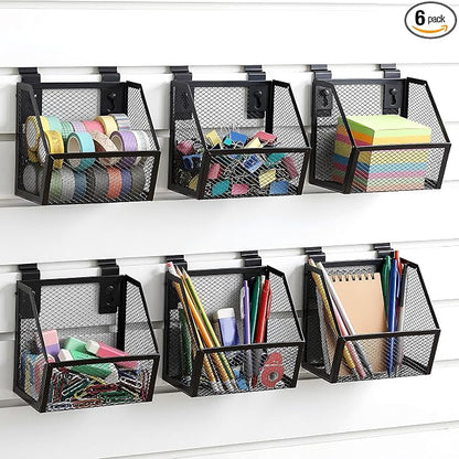 6 Set Slatwall Bins with Metal Hooks Mesh Slat wall Mounted Hanging Holder by Unknown