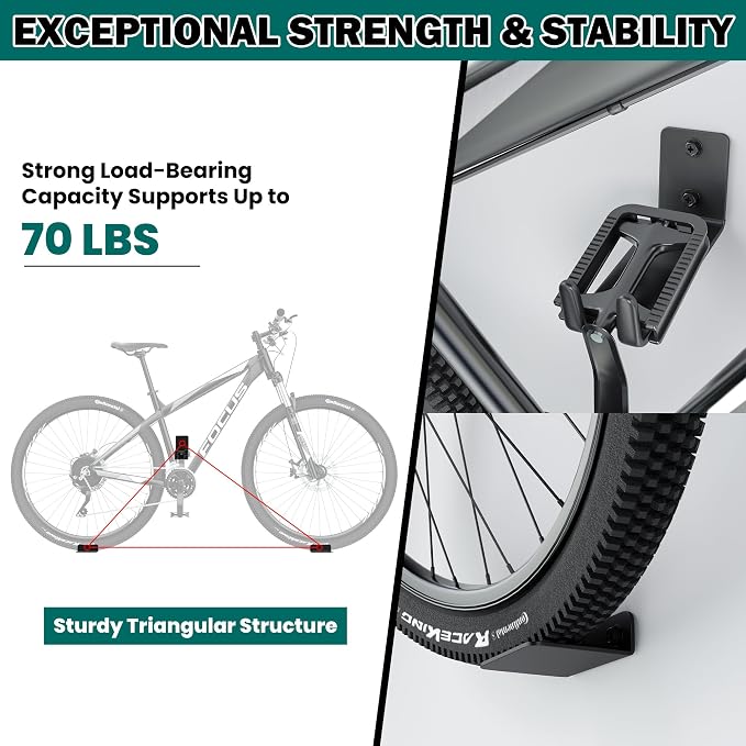 EVERHANGER Wall Mount Bike Pedal Hanger, Heavy-duty Garage Bike Rack, - Image 4