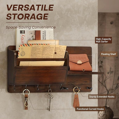 Rebee Vision Pine Wood Key Holder Wall Mount - Image 6