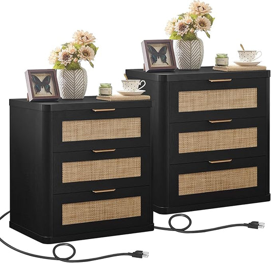 LEYAOYAO Rattan Night Stand Set of 2 by LEYAOYAO-Findtheshiningpointofyourideallife%EF%BC%81