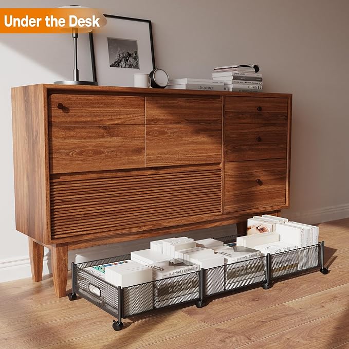 Under Bed Storage With Wheels, 47.2''/90lbs/57.6L, Metal Frame Under Bed - Image 9
