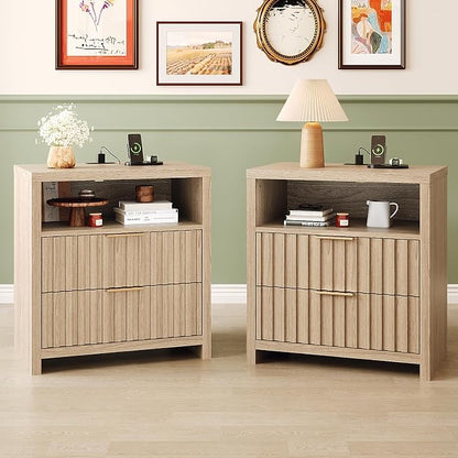 VINGLI Fluted Nightstand Set of 2 by VINGLI