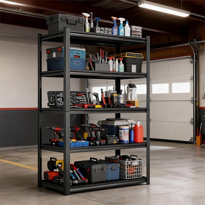 Storage Shelves, Garage Metal Shelving Unit, Adjustable, Double-Layer Column - Image 9
