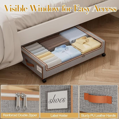 Yecaye Under Bed Storage with Wheels, 2 Pack Under the Bed Storage Containers - Image 4