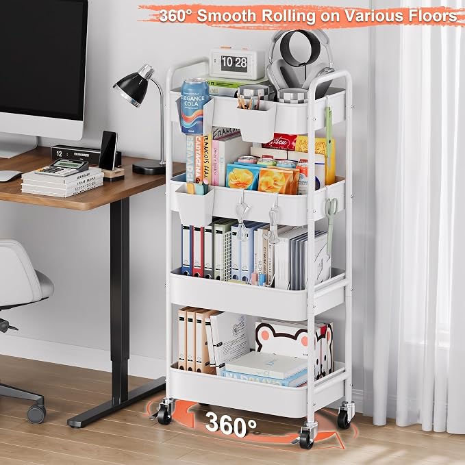 Heavy Duty 4 Tier Rolling Storage Cart Metal - Image 3