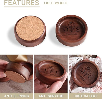 Walnut Wood Ring Holder, Engraved Jewelry Dish and Storage Tray, Unique Gift - Image 2